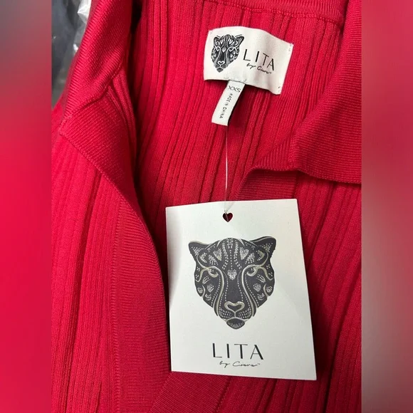 Red Ribbed Mini Dress - Picture 4 of 4